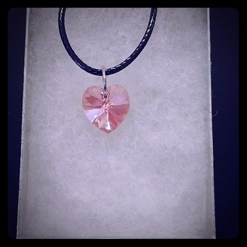 Snowberry Pink Crystal Heart Necklace